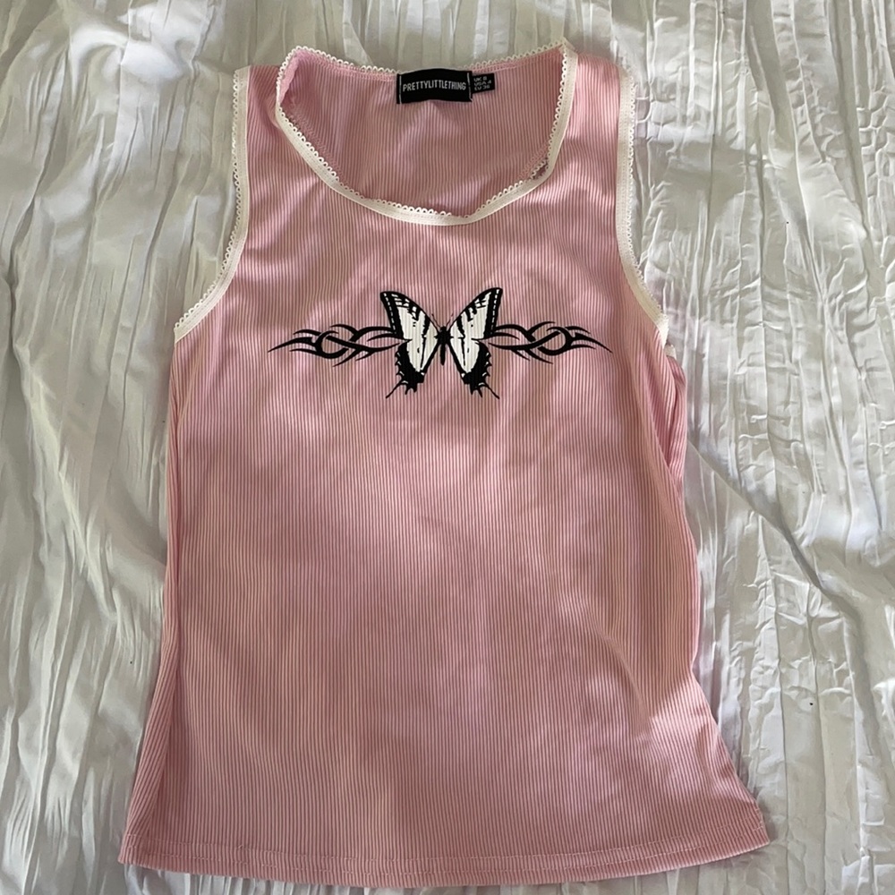 PLT Baby Pink Butterfly Print Tank